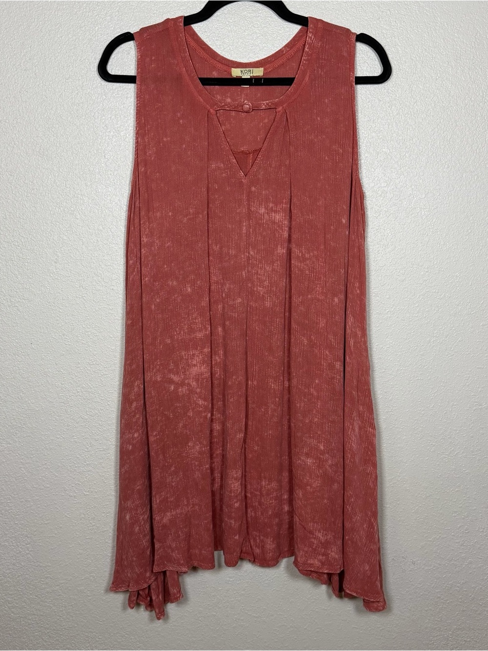 Boutique S Acid Wash Sleeveless Mini Dress Flowy Oversized Asymmetric Boho Chic